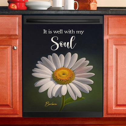 It Is Well With My Soul Dishwasher Cover, Brilliant Butterfly Antique Music Sheet Dishwasher Stickers, Bible Verse Kitchen Decor