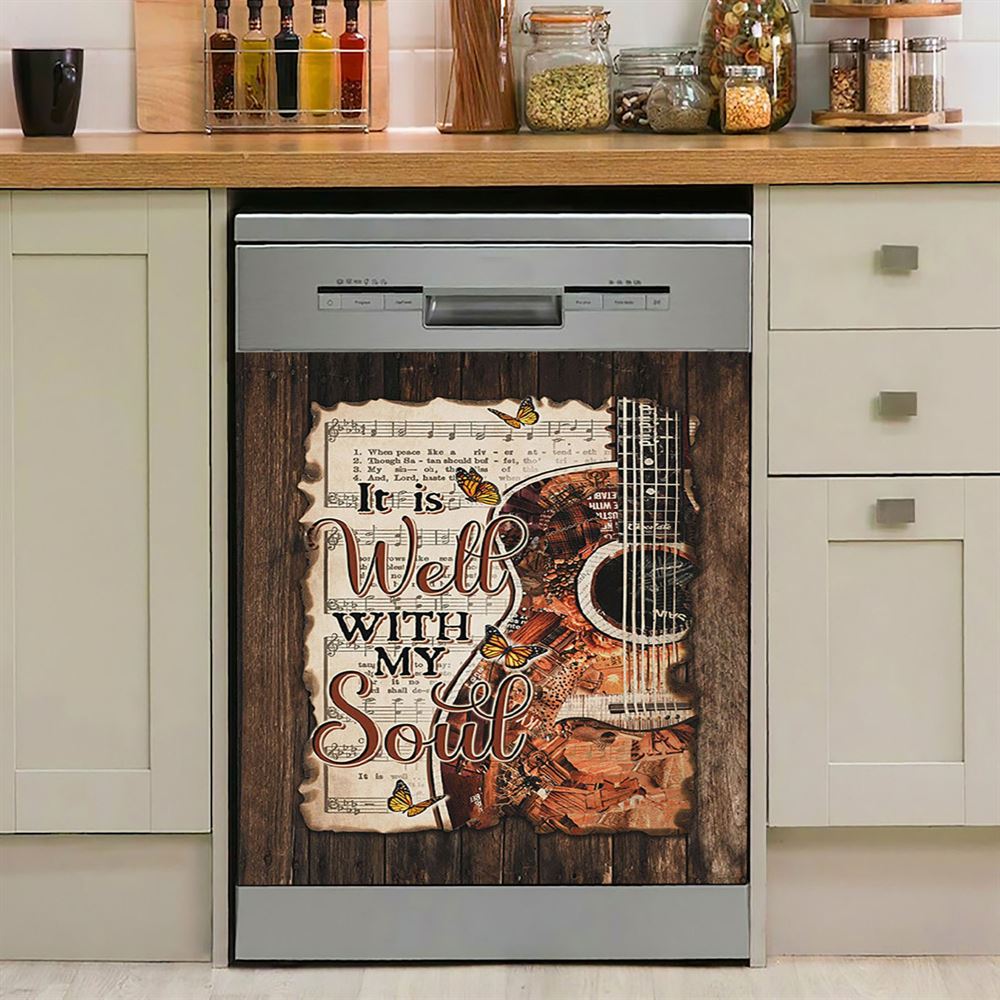 It Is Well With My Soul Dishwasher Cover, Butterfly Dishwasher Cover, Bible Verse Dishwasher Stickers, Scripture Kitchen Decor