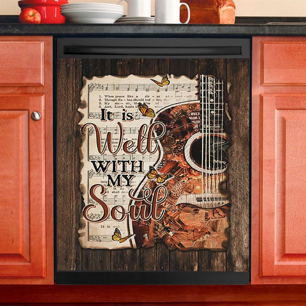 It Is Well With My Soul Dishwasher Cover, Butterfly Dishwasher Cover, Bible Verse Dishwasher Stickers, Scripture Kitchen Decor