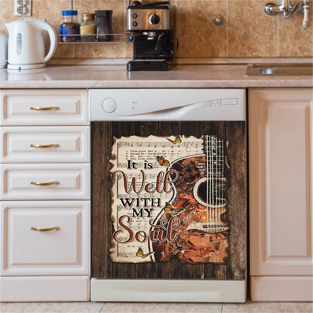 It Is Well With My Soul Dishwasher Cover, Butterfly Dishwasher Cover, Bible Verse Dishwasher Stickers, Scripture Kitchen Decor