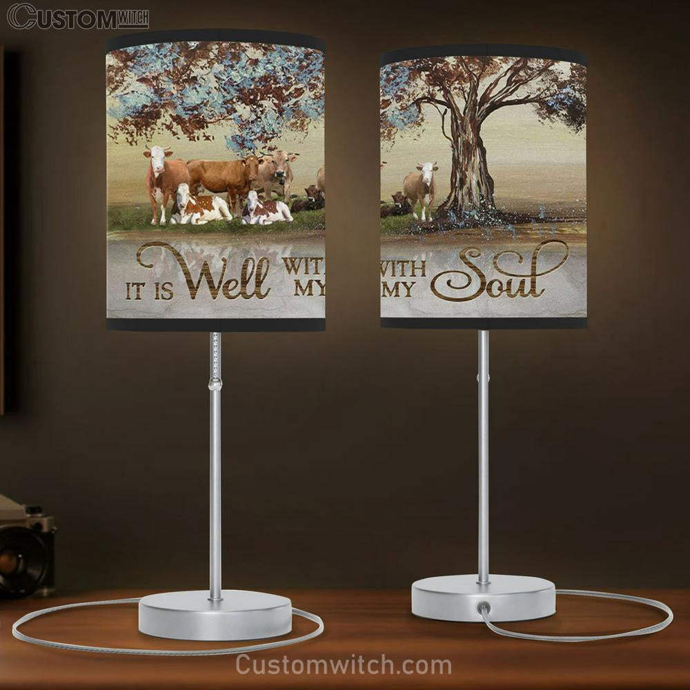 It Is Well With My Soul Farmhouse Style Table Lamb Gift - Christian Bedroom Decor