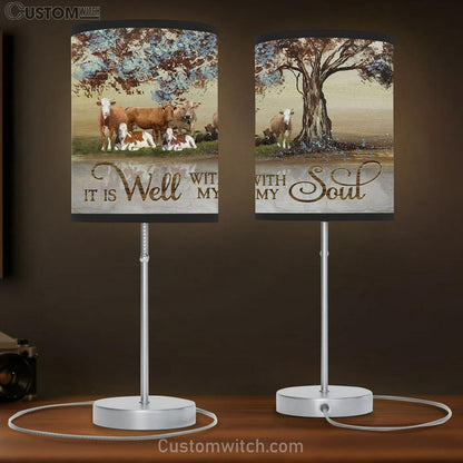 It Is Well With My Soul Farmhouse Style Table Lamb Gift - Christian Bedroom Decor