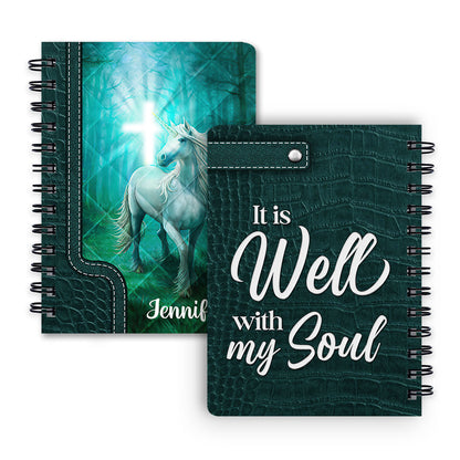It Is Well With My Soul Horse Personalized Christian Spiral Journal, Spiritual Gift Faith For Christians