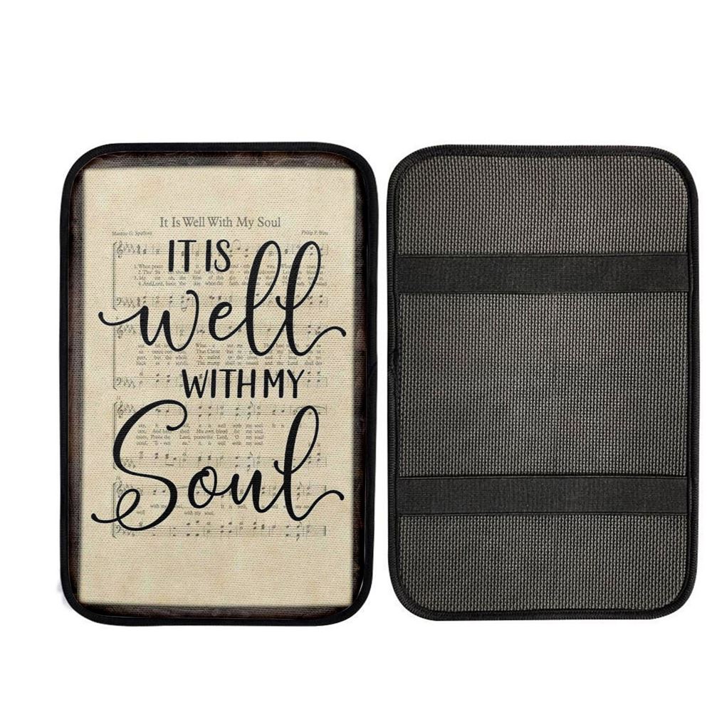 It Is Well With My Soul Hymn Sheet Music Christian Car Center Console Cover, Jesus Art, Car Interior Accessories