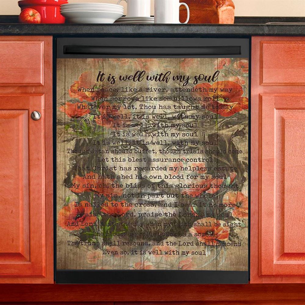 It Is Well With My Soul Hymn Sheet Music Christian Dishwasher Cover, Bible Verse Dishwasher Stickers, Scripture Kitchen Decor