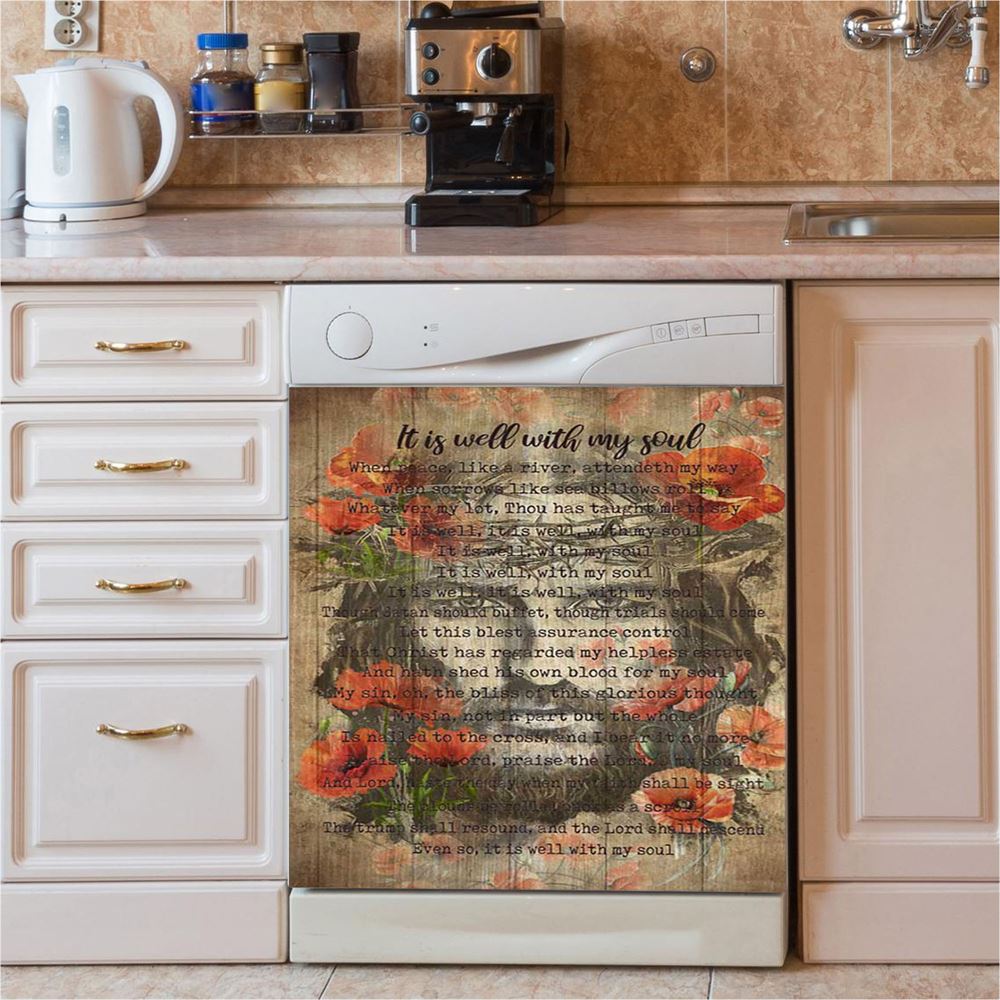 It Is Well With My Soul Hymn Sheet Music Christian Dishwasher Cover, Bible Verse Dishwasher Stickers, Scripture Kitchen Decor