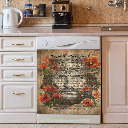 It Is Well With My Soul Hymn Sheet Music Christian Dishwasher Cover, Bible Verse Dishwasher Stickers, Scripture Kitchen Decor