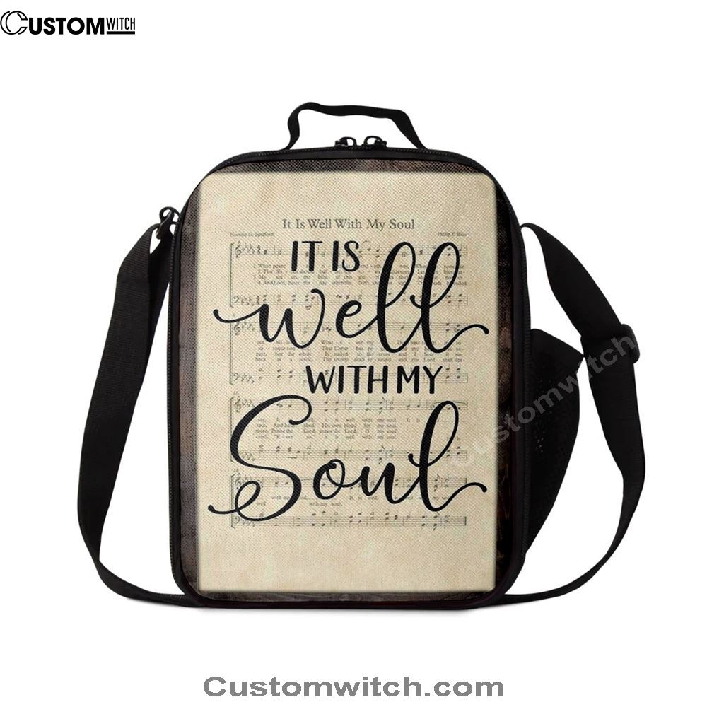 It Is Well With My Soul Hymn Sheet Music Christian Lunch Bag, Christian Lunch Bag, Religious Lunch Box For School, Picnic