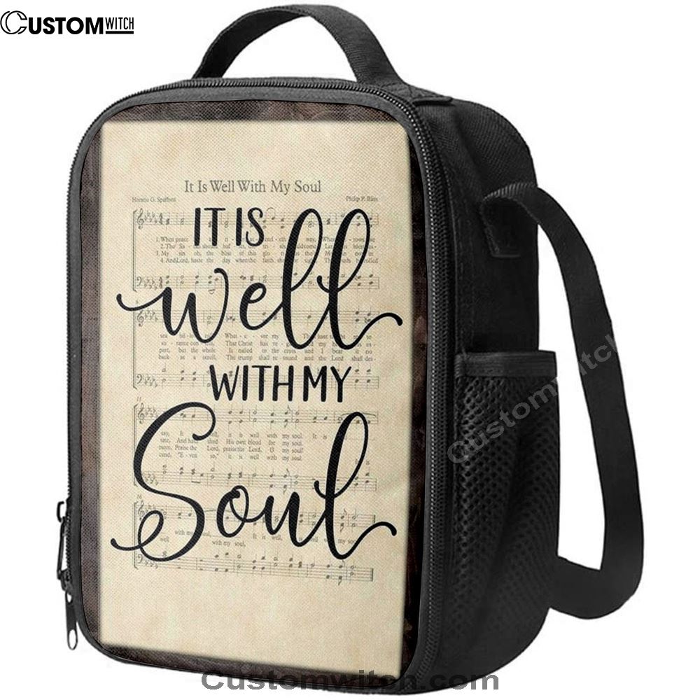 It Is Well With My Soul Hymn Sheet Music Christian Lunch Bag, Christian Lunch Bag, Religious Lunch Box For School, Picnic