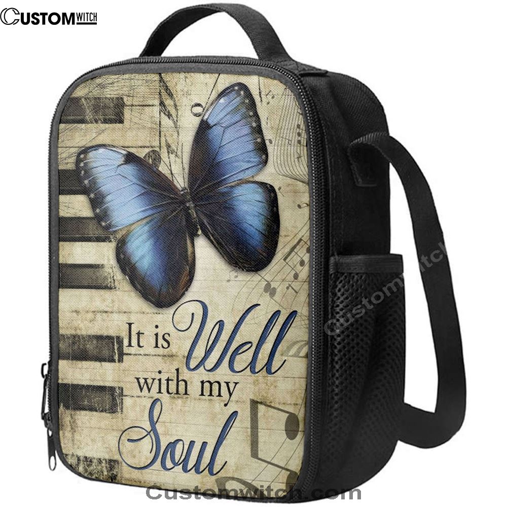 It Is Well With My Soul Lunch Bag, Butterfly Lunch Bag, Scripture Lunch Bag, Christian Lunch Bag, Religious Lunch Box For School, Picnic