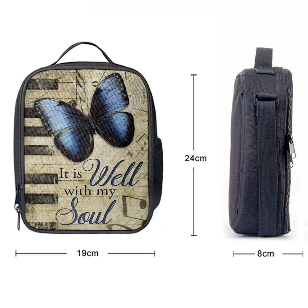 It Is Well With My Soul Lunch Bag, Butterfly Lunch Bag, Scripture Lunch Bag, Christian Lunch Bag, Religious Lunch Box For School, Picnic