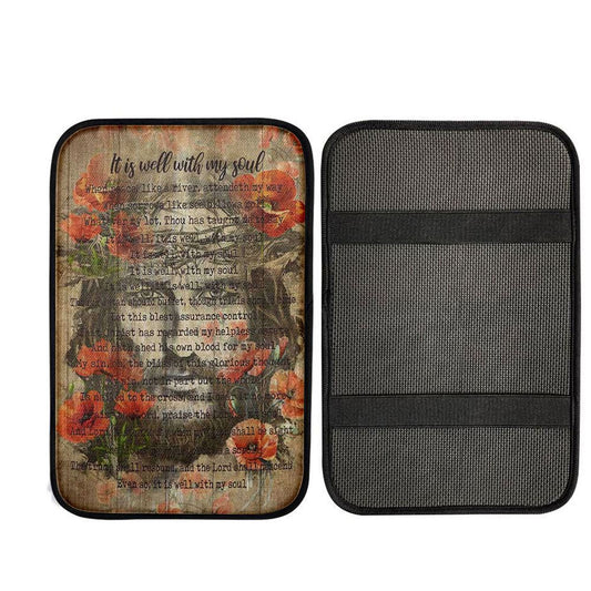 It Is Well With My Soul Old Song Flowers Car Center Console Cover, Christ Car Armrest Accessories