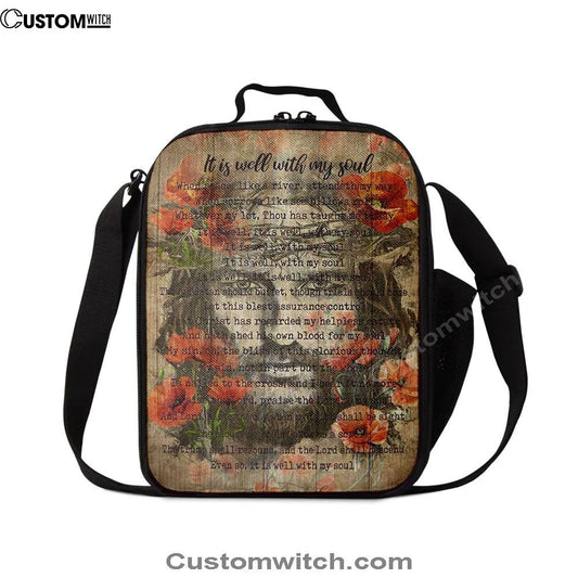 It Is Well With My Soul Old Song Flowers Lunch Bag, Christian Lunch Bag, Religious Lunch Box For School, Picnic