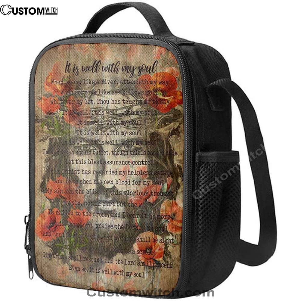 It Is Well With My Soul Old Song Flowers Lunch Bag, Christian Lunch Bag, Religious Lunch Box For School, Picnic