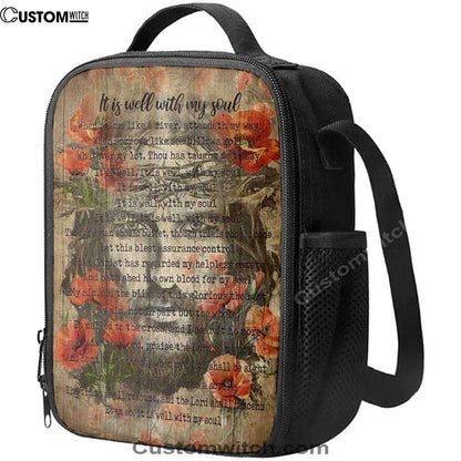 It Is Well With My Soul Old Song Flowers Lunch Bag, Christian Lunch Bag, Religious Lunch Box For School, Picnic