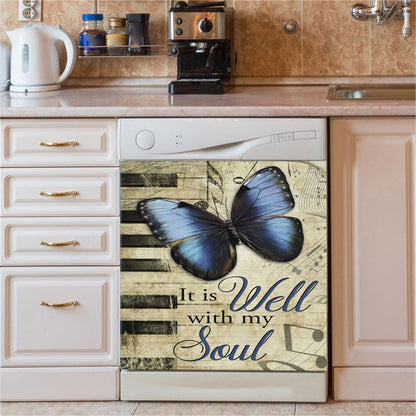 It Is Well With My Soul Red Rose Piano Dishwasher Cover, Bible Verse Dishwasher Stickers, Christian Inspirational Kitchen Decor
