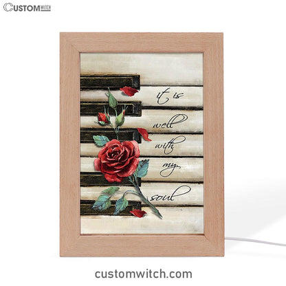 It Is Well With My Soul Red Rose Piano Frame Lamp Art - Bible Verse Art - Christian Inspirational Decor