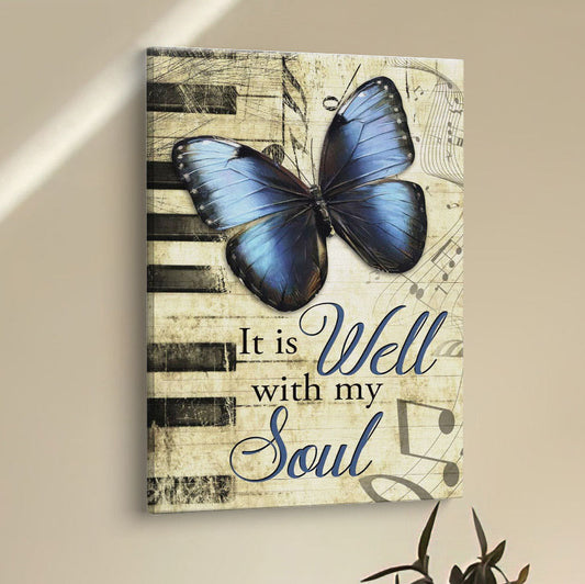 It Is Well With My Soul Wall Art Canvas, Butterfly Canvas Wall Art - Bible Verse Wall Decor - Scripture Wall Decor