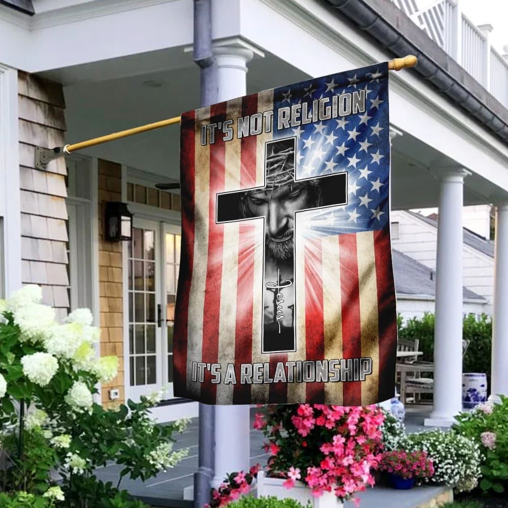 It's Not Religion It's A Relationship. Jesus Flag, Outdoor Christian House Flag, Christian Flag, Scripture Flag, Garden Banner