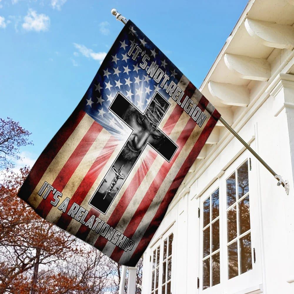 It's Not Religion It's A Relationship. Jesus Flag, Outdoor Christian House Flag, Christian Flag, Scripture Flag, Garden Banner