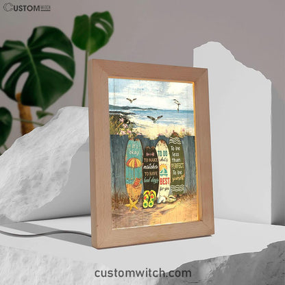 It's Okay To Make Mistakes Beach Scene Gulls Seagulls Starfish Frame Lamp Art - Christian Night Light - Bible Verse Wooden Lamp