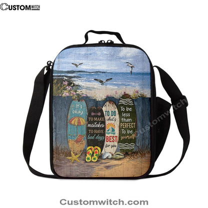 It's Okay To Make Mistakes Beach Scene Gulls Seagulls Starfish Lunch Bag, Christian Lunch Bag, Religious Lunch Box For School, Picnic