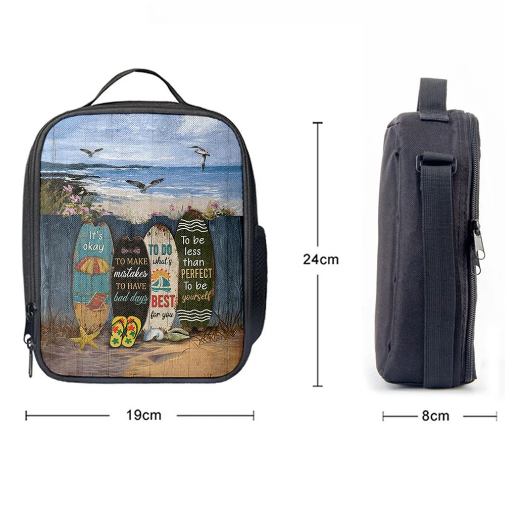 It's Okay To Make Mistakes Beach Scene Gulls Seagulls Starfish Lunch Bag, Christian Lunch Bag, Religious Lunch Box For School, Picnic