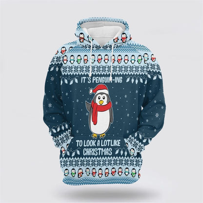 It's Penguin-ing Christmas All Over Print 3D Hoodie For Men & Women, Christmas Hoodie Cute, Christmas Gift, Christmas Fashion