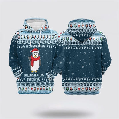 It's Penguin-ing Christmas All Over Print 3D Hoodie For Men & Women, Christmas Hoodie Cute, Christmas Gift, Christmas Fashion