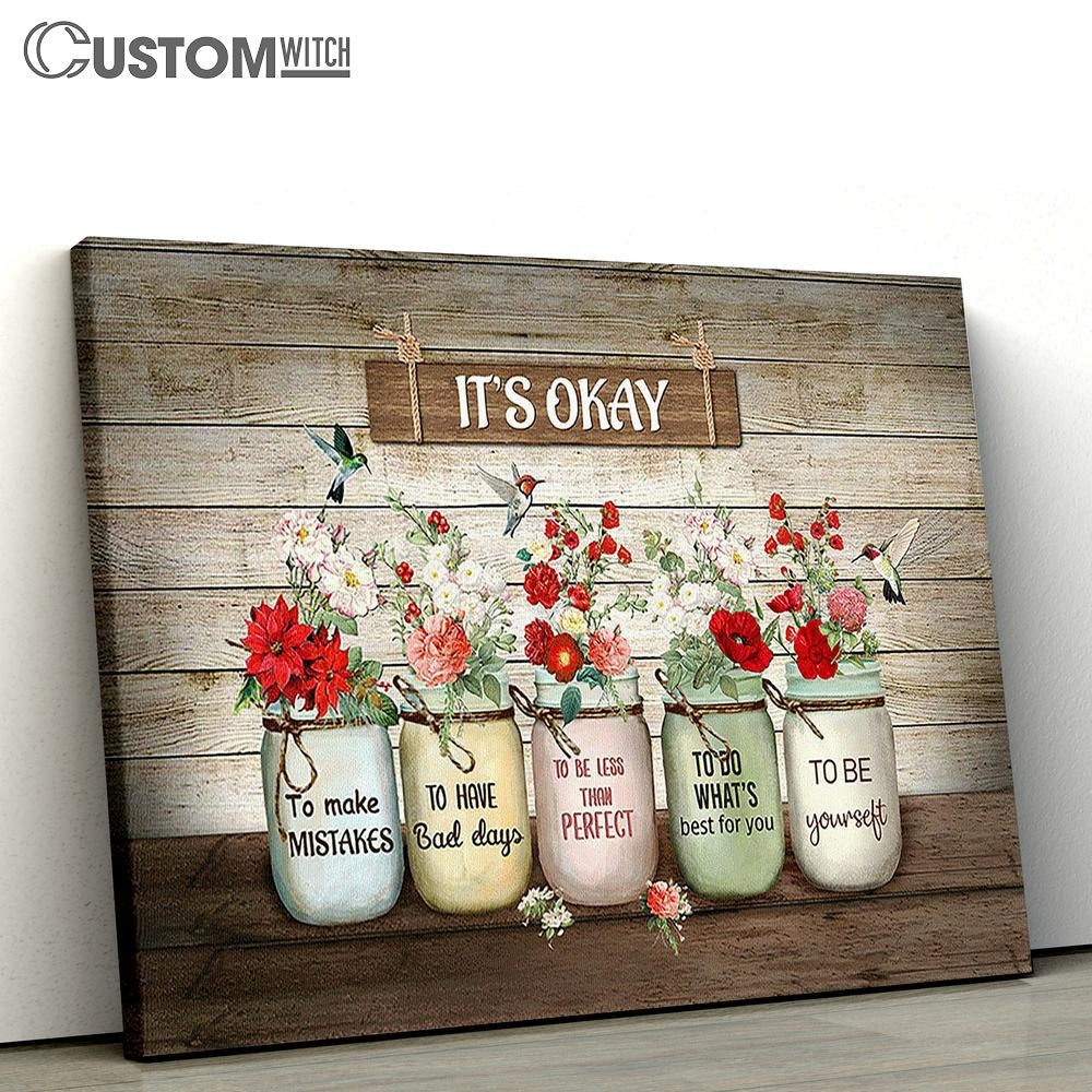 It's okay to make mistakes Brilliant flower hummingbird Canvas Wall Art - Bible Verse Canvas - Religious Prints
