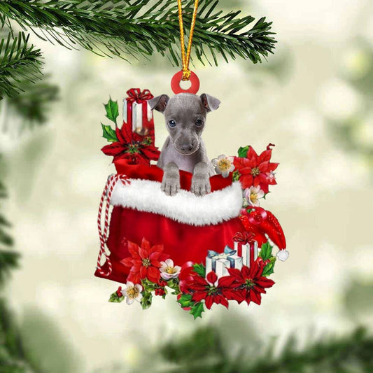 Italian Greyhound In Gift Bag Christmas Ornament, Christmas Gift, Christmas Tree Decorations, Christmas Ornament 2023
