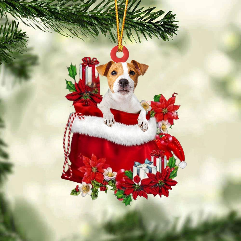 Jack Russell In Gift Bag Christmas Ornament, Christmas Gift, Christmas Tree Decorations, Christmas Ornament 2023
