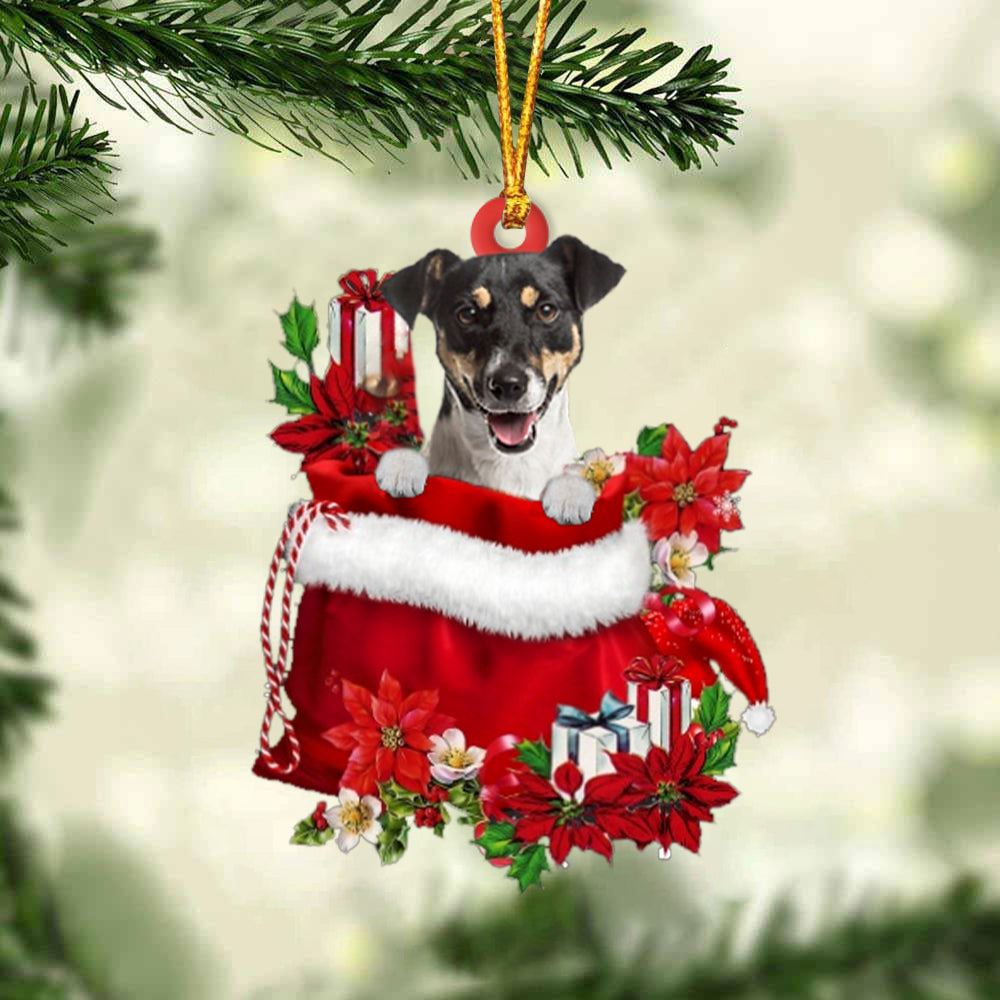 Jack Russell Terrier In Gift Bag Christmas Ornament, Christmas Gift, Christmas Tree Decorations, Christmas Ornament 2023
