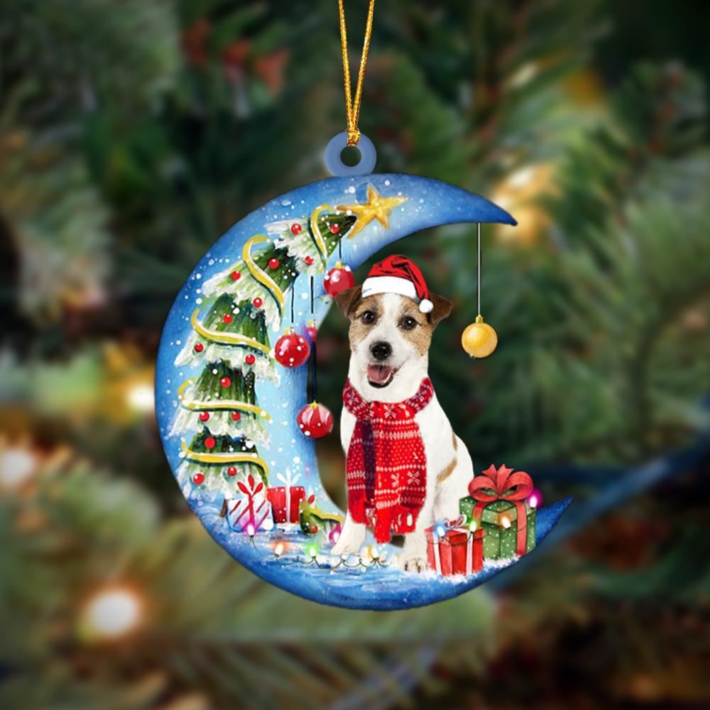 Jack Russell Terrier On The Moon Merry Christmas Hanging Ornament, Christmas Gift, Christmas Tree Decorations, Christmas Ornament 2023