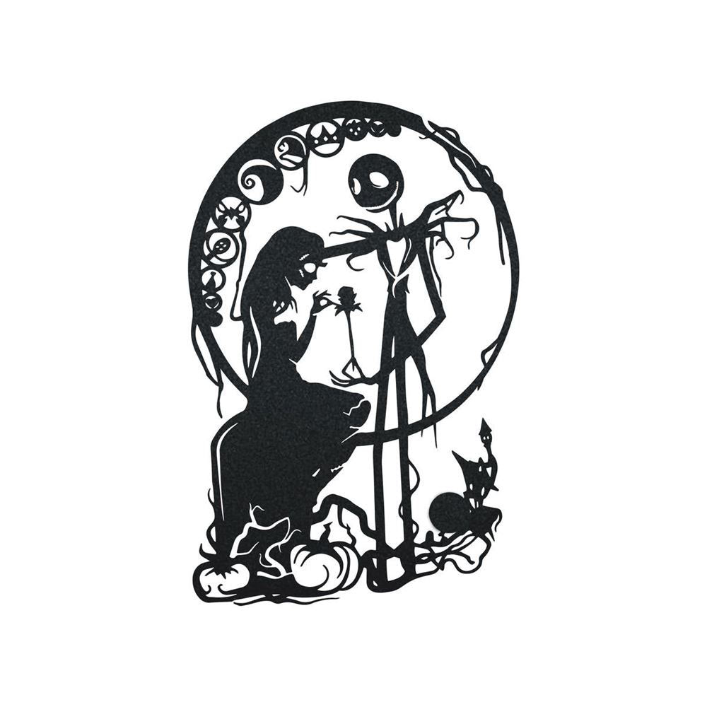 Jack and Sally Nightmare Before Christmas Afcultures RGB Led Lights Metal Wall Art, Christmas Home Decor Sign, Christmas Outdoor Metal Sign