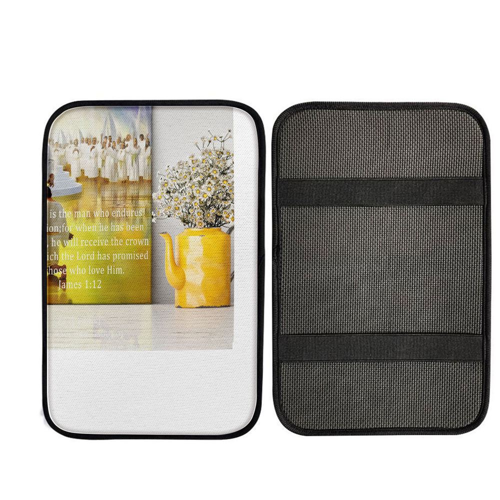James 112 Blessed Is The Man Who Endures Temptation Car Center Console Cover, Christ Car Armrest Accessories