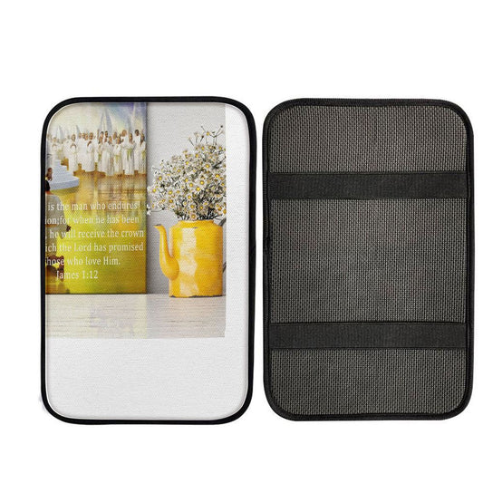 James 112 Blessed Is The Man Who Endures Temptation Car Center Console Cover, Christ Car Armrest Accessories