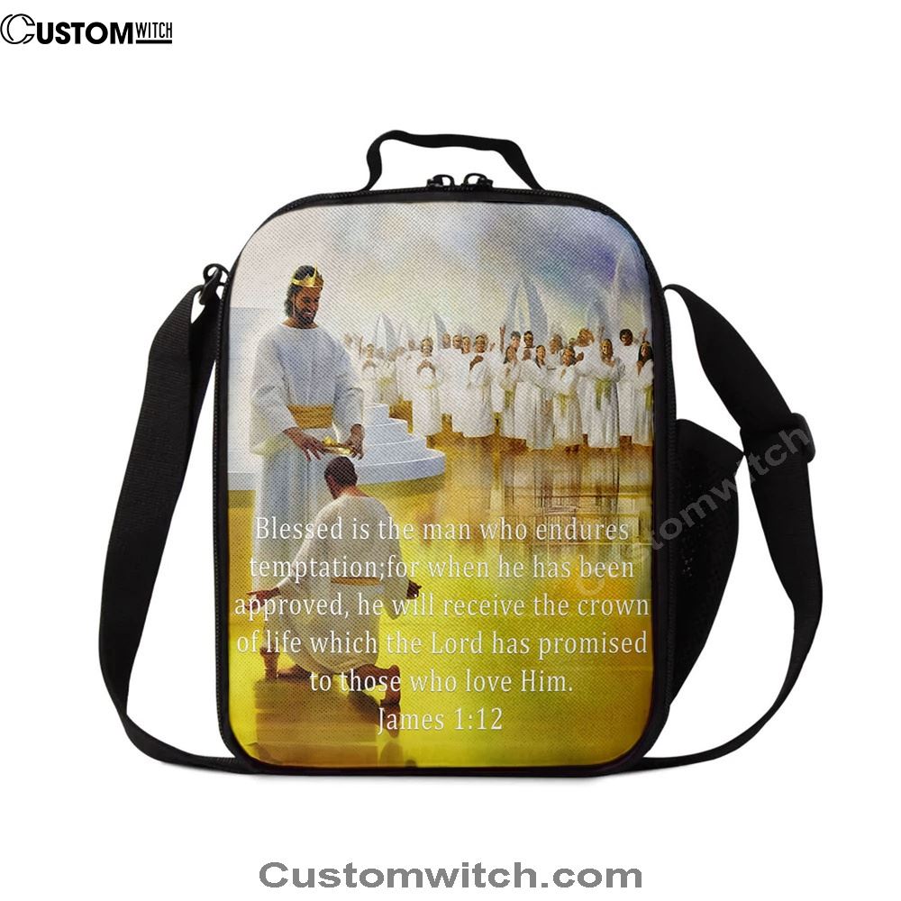 James 112 Blessed Is The Man Who Endures Temptation Lunch Bag, Christian Lunch Bag, Religious Lunch Box For School, Picnic