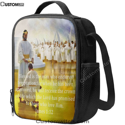 James 112 Blessed Is The Man Who Endures Temptation Lunch Bag, Christian Lunch Bag, Religious Lunch Box For School, Picnic