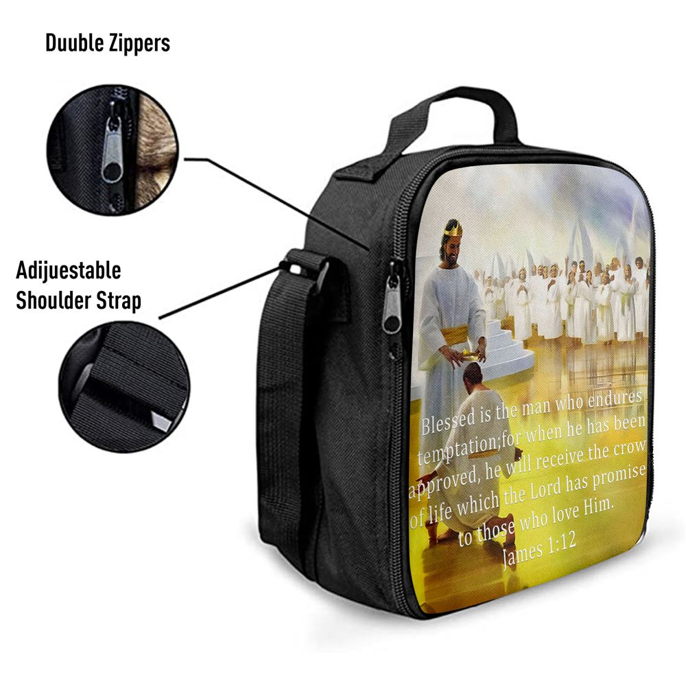 James 112 Blessed Is The Man Who Endures Temptation Lunch Bag, Christian Lunch Bag, Religious Lunch Box For School, Picnic