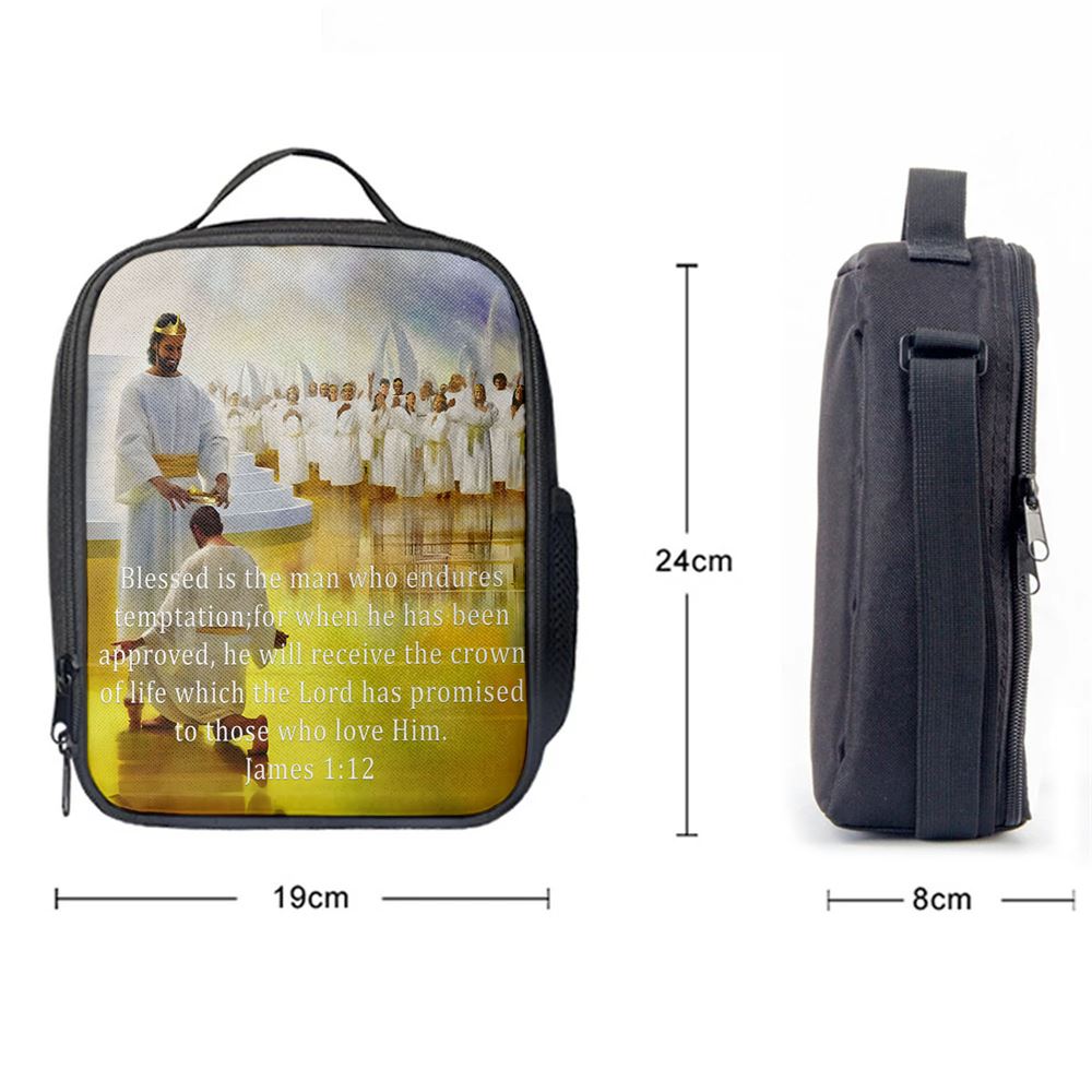 James 112 Blessed Is The Man Who Endures Temptation Lunch Bag, Christian Lunch Bag, Religious Lunch Box For School, Picnic