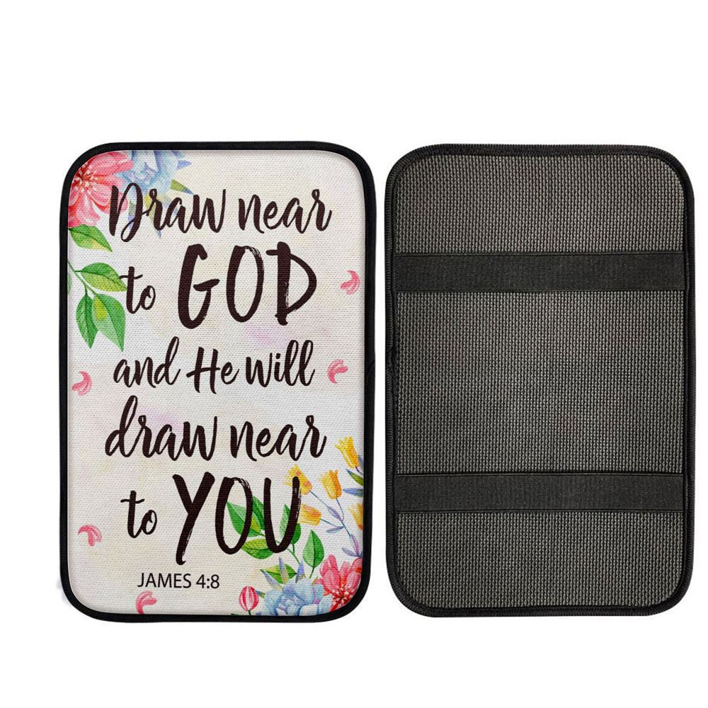 James 48 Draw Near To God And He Will Draw Near To You Car Center Console Cover, Cross Car Interior Accessories