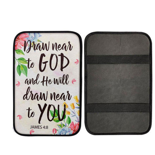 James 48 Draw Near To God And He Will Draw Near To You Car Center Console Cover, Cross Car Interior Accessories