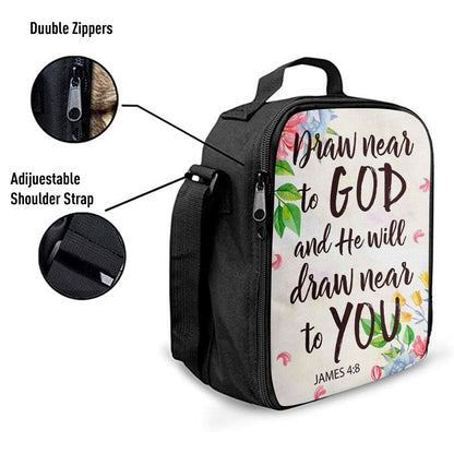 James 48 Draw Near To God And He Will Draw Near To You Lunch Bag, Christian Lunch Bag, Religious Lunch Box For School, Picnic