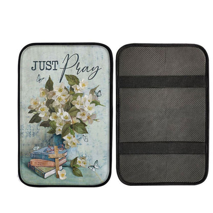 Jasmine Book Wooden Cross Just Pray Car Center Console Cover, Christ Car Armrest Accessories