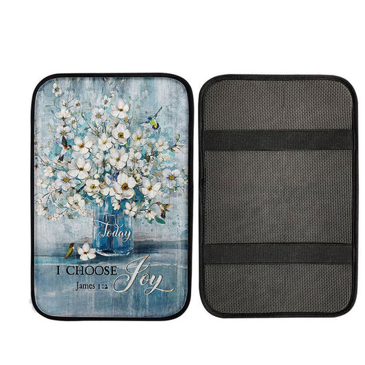 Jasmine Flower Blue Vase Hummingbird Today I Choose Joy Car Armrest Pad Car Center Console Cover, Christ Car Armrest Accessories