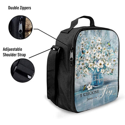 Jasmine Flower Blue Vase Hummingbird Today I Choose Joy Lunch Bag, Christian Lunch Bag, Religious Lunch Box For School, Picnic