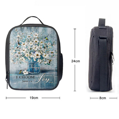 Jasmine Flower Blue Vase Hummingbird Today I Choose Joy Lunch Bag, Christian Lunch Bag, Religious Lunch Box For School, Picnic