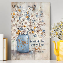 Load image into Gallery viewer, Jasmine Flower God Is Within Her Canvas Art - Bible Verse Wall Art - Christian Inspirational Wall Decor
