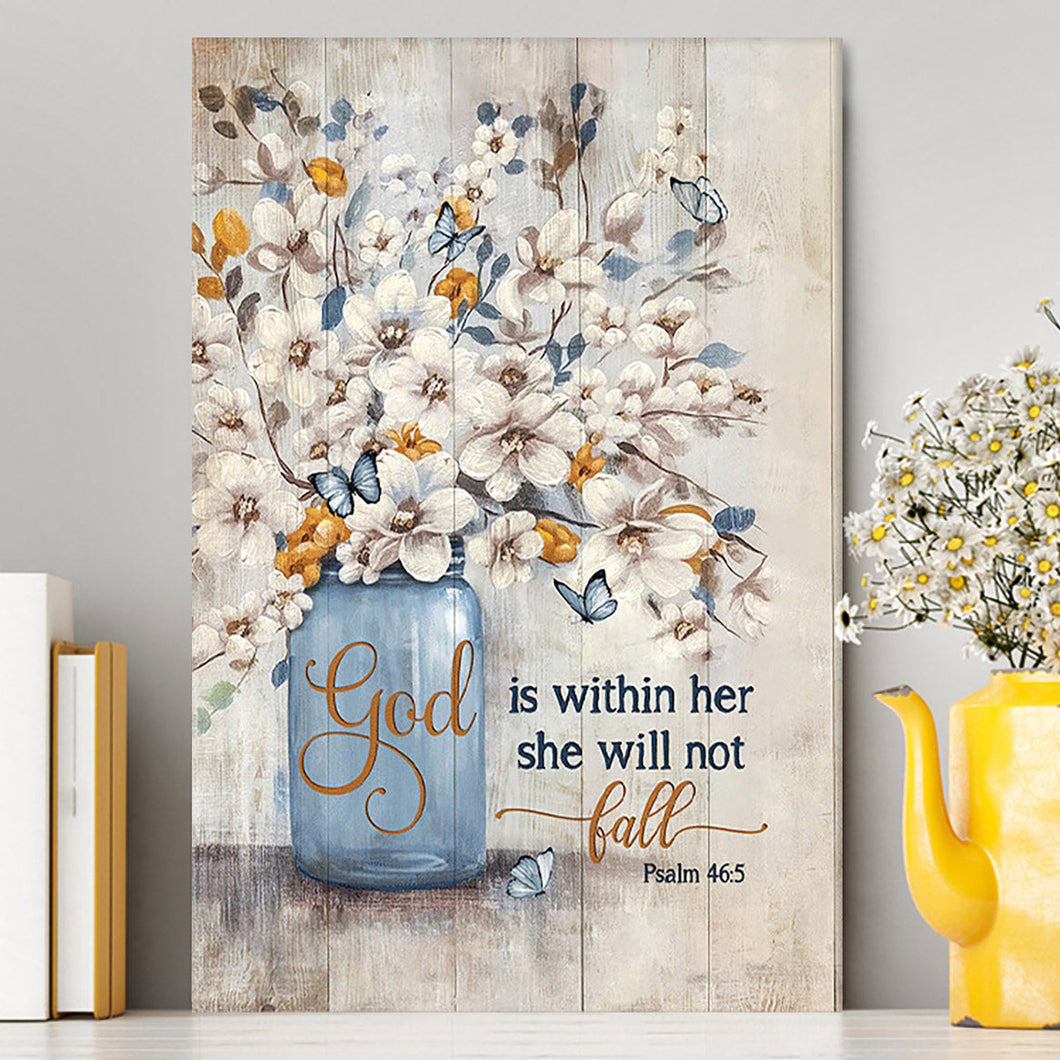 Jasmine Flower God Is Within Her Canvas Art - Bible Verse Wall Art - Christian Inspirational Wall Decor